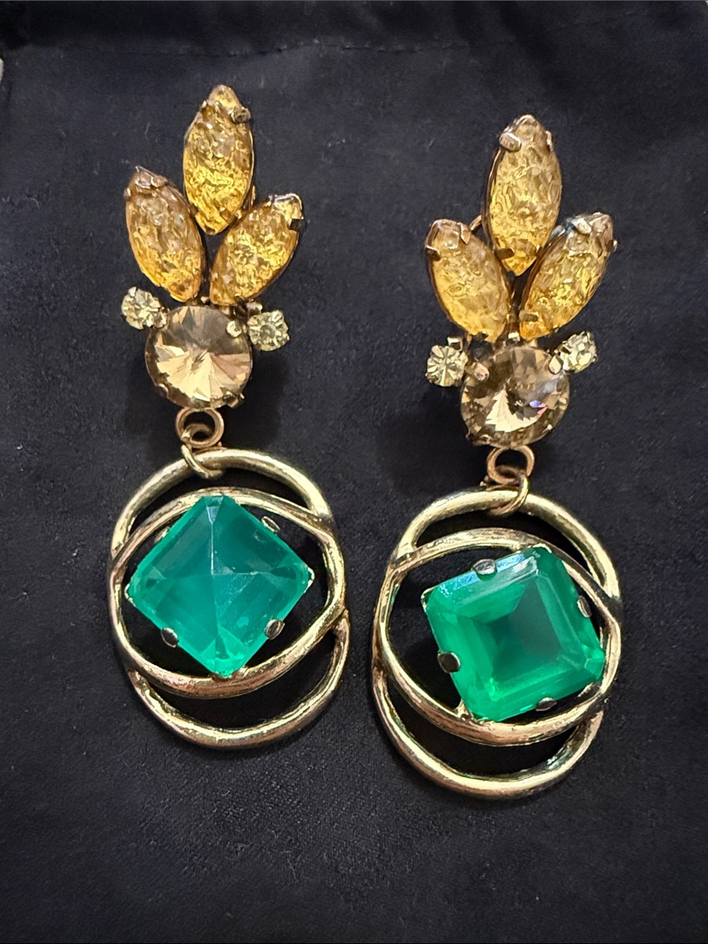 Lulu Frost Gold-Tone Green Crystal Drop Earrings - Women Jewelry